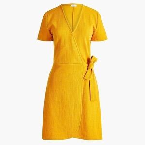 J. Crew Yellow Mustard Textured Knit Short Sleeves Wrap Dress Size XXS NWT